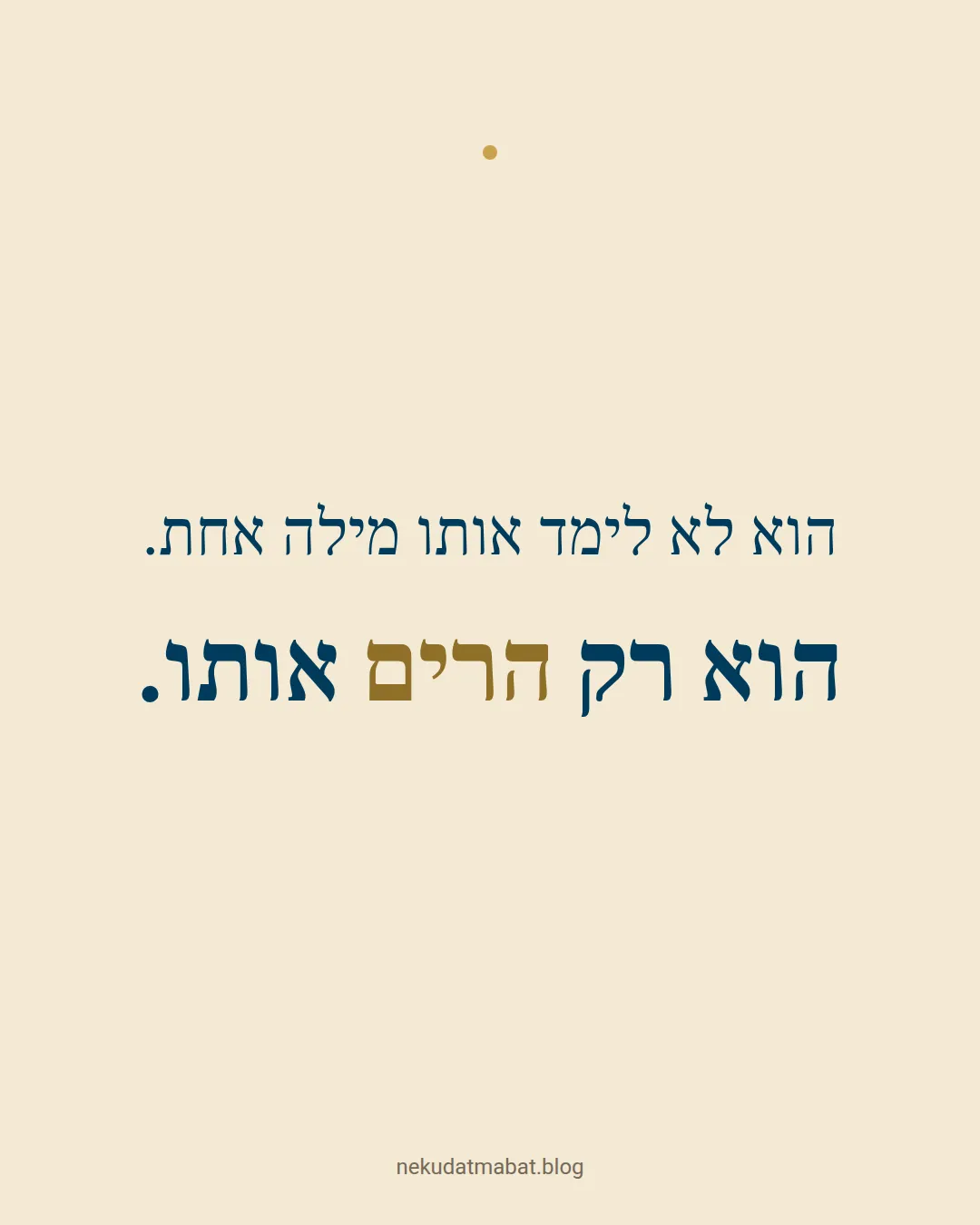 הוא לא לימד אותו מילה אחת. הוא רק הרים אותו.